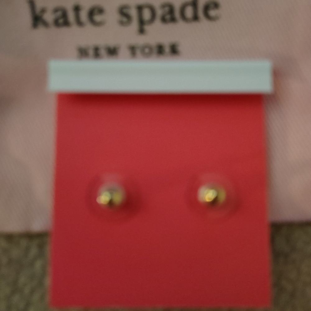 NWOT Kate Spade Gold Plated CZ Bow Earrings. - Picture 2 of 4